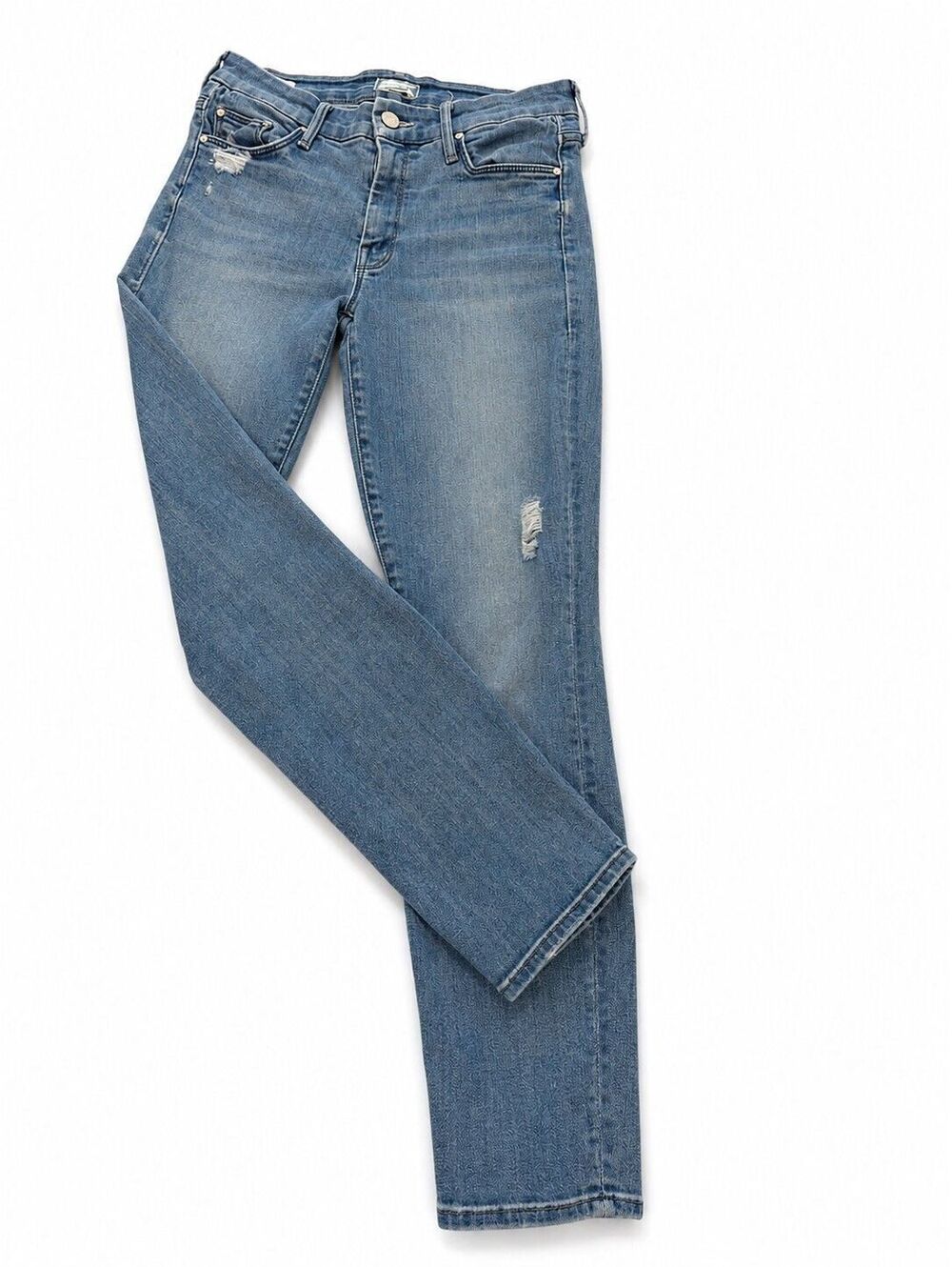 MOTHER Women’s Distressed Straight Jeans Size 26 Light Wash Made in USA
